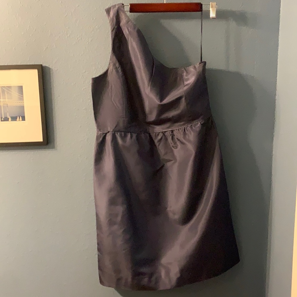 JCrew One shoulder strap silk dress navy size 14